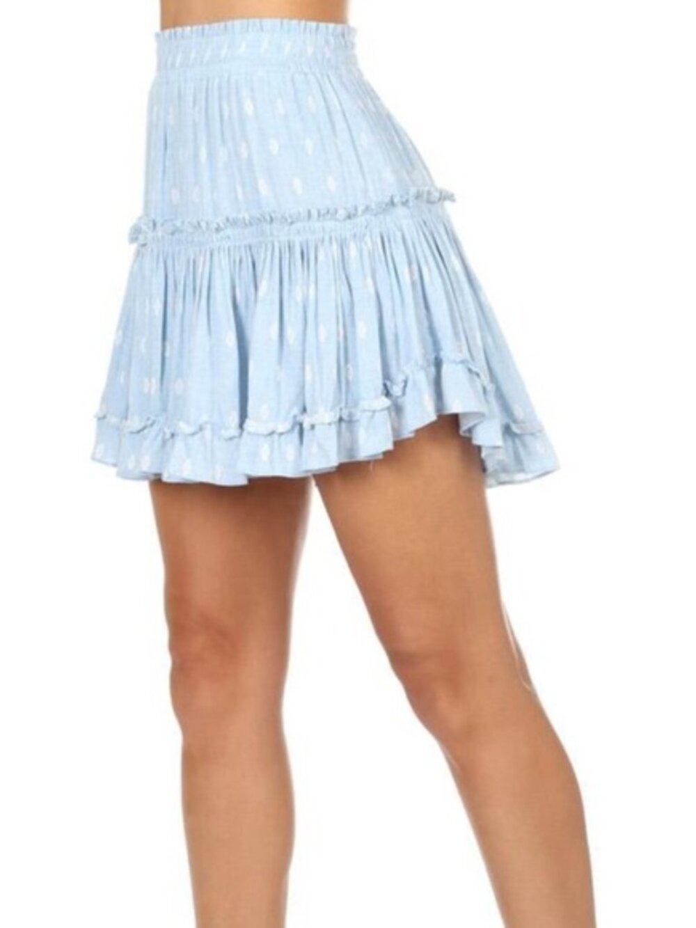 Misa Los Angeles Women's Marion Light Blue Tiered Ruffle Skirt Size Medium